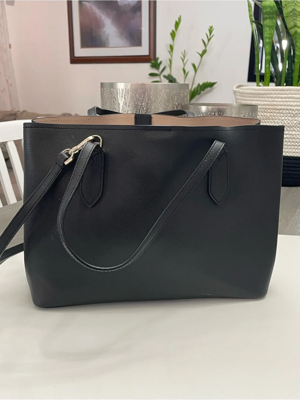 Kate Spade New York Black Leather Tote Crossbody Bag Shoulder Purse